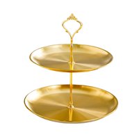 Magideal - Soporte De Exhibición Para Pasteles, Soporte De Exhibición Para Servidor De Alimentos, Práctico Plato Para Servir Fiestas De Acero Inoxidable, Soporte 2 Niveles M