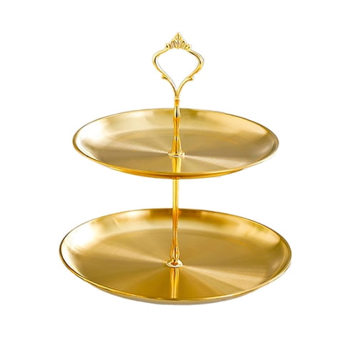 Magideal - Soporte De Exhibición Para Pasteles, Soporte De Exhibición Para Servidor De Alimentos, Práctico Plato Para Servir Fiestas De Acero Inoxidable, Soporte 2 Niveles M