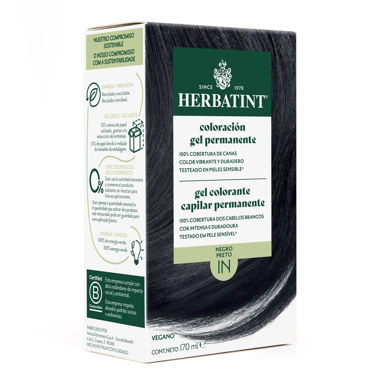 Herbatint - 1n Negro - Tintura Permanente Natural