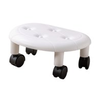 Magideal - Taburete Rodante De Baja Altura Taburete De Pedicura Reposapiés Pequeño Y Cómodo Taburete Móvil De Servicio Pesado Taburete De Asiento De Rodillo Bajo Blanco