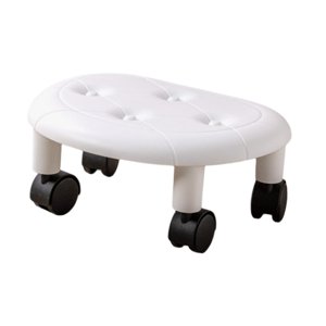 Magideal - Taburete Rodante De Baja Altura Taburete De Pedicura Reposapiés Pequeño Y Cómodo Taburete Móvil De Servicio Pesado Taburete De Asiento De Rodillo Bajo Blanco