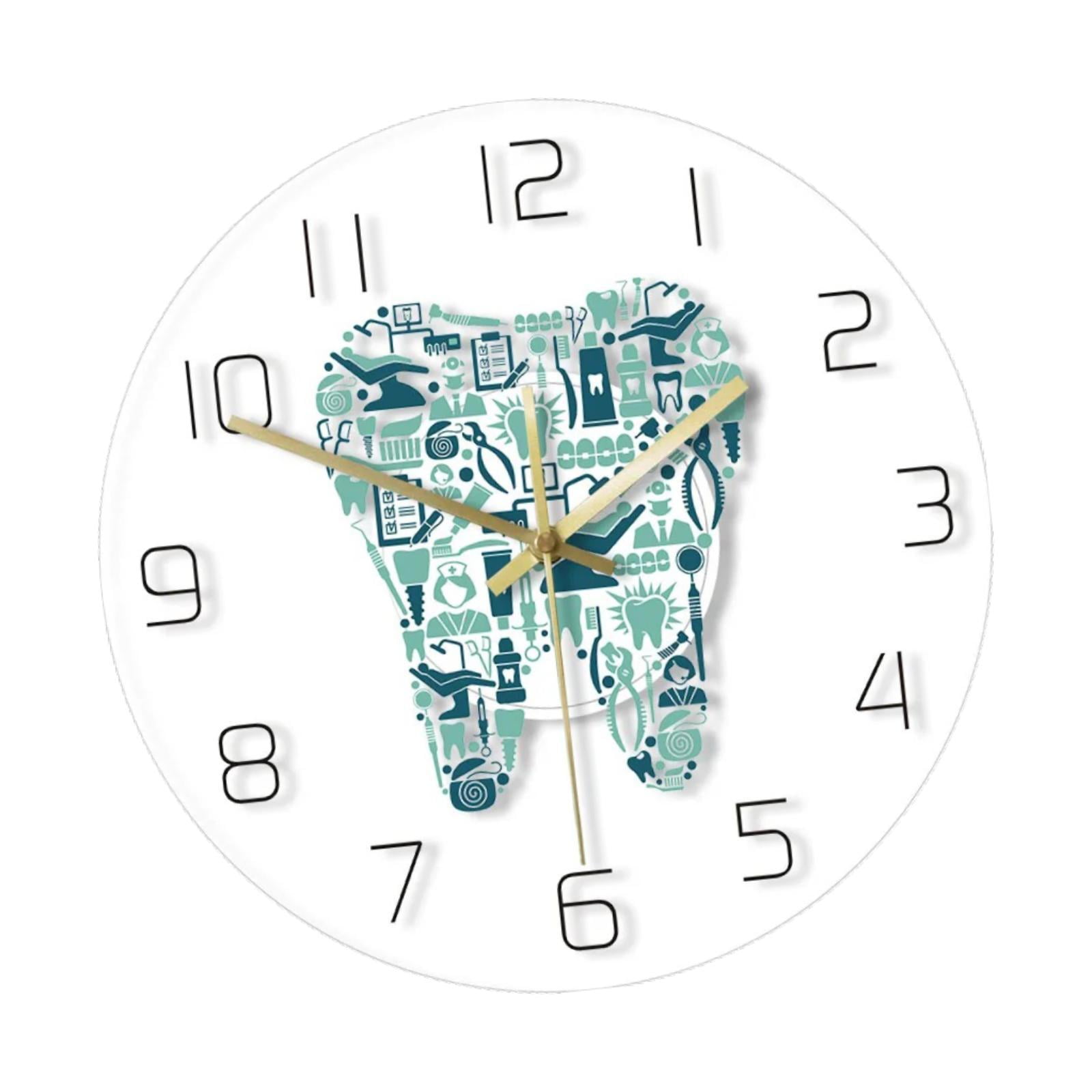 Magideal - Reloj De Pared Con Dientes, Reloj De Pared, Decoración Del Hogar, Reloj Colgante Redondo, Silencioso Para Sala De Estar, Departamento, Dormitorio, Con