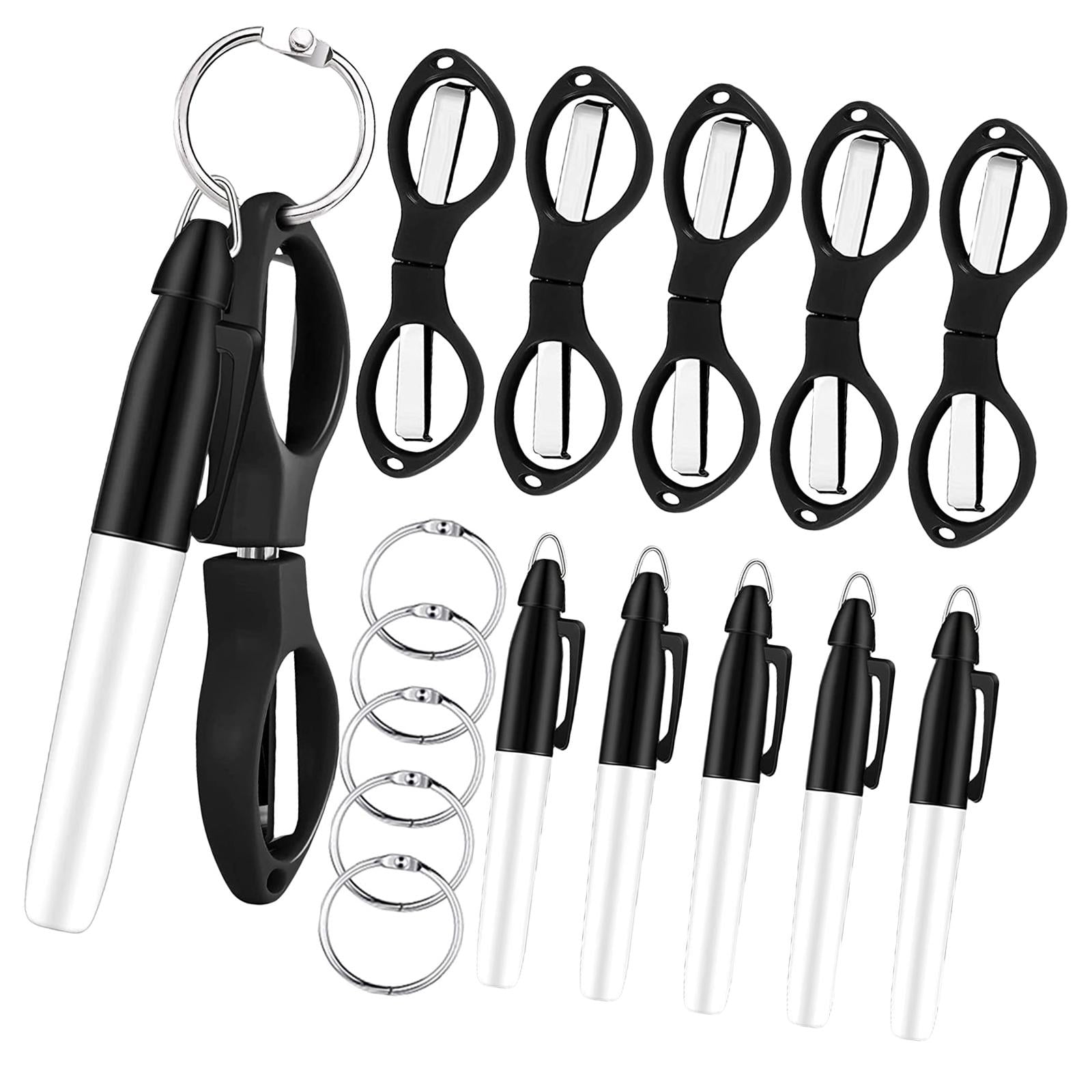Magideal - Tijeras Plegables Portátiles, Multiusos, Colores Plegables, Marcadores Médicos Permanentes, Mango, Lvero, Tijeras, Paquete De 15 Coloridos, Plu , Negro