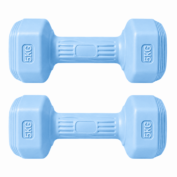 Par Mancuernas Hexagonales PVC 5 Kg c/u Pesas Fitness 10 Kg Total