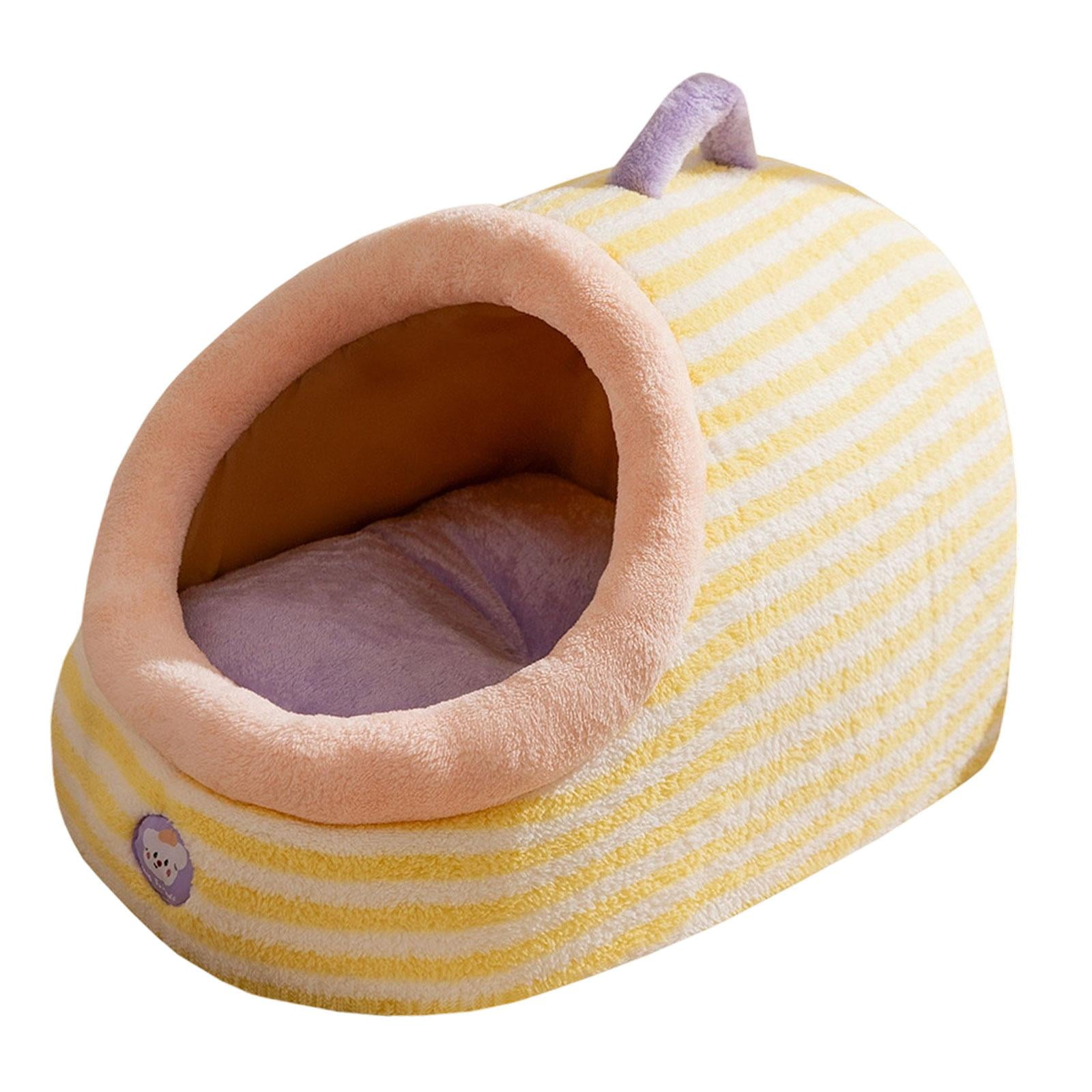 Magideal - Cama Para Gato Nido Cerrado Para Mascotas Casa Interior Felpa Gruesa Y Lino Imitación Resistente Al Frío Adecuada Para Gatos Y Perros Pequeños En Otoñ M