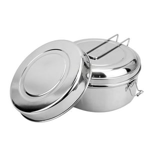 Genérico - Bolsas De Almuerzo De Acero Inoxidable, Fiambrera Redonda, Contenedor Bento Para Comida, Grande
