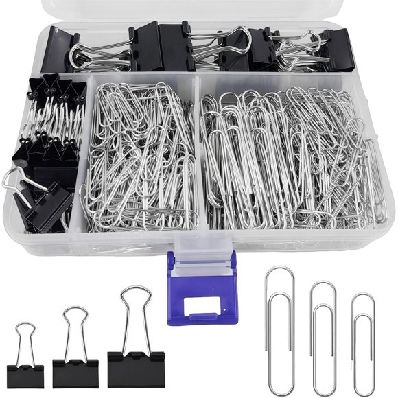 Set de Clips y Broches HIQU de 340 Piezas en Tamaños Variados