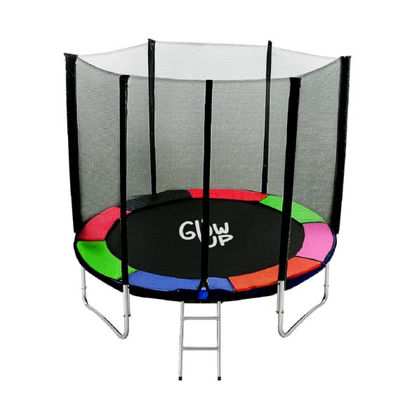 Cama Elástica 8ft 2,44 mts GlowUp con Malla seguridad y Escalera