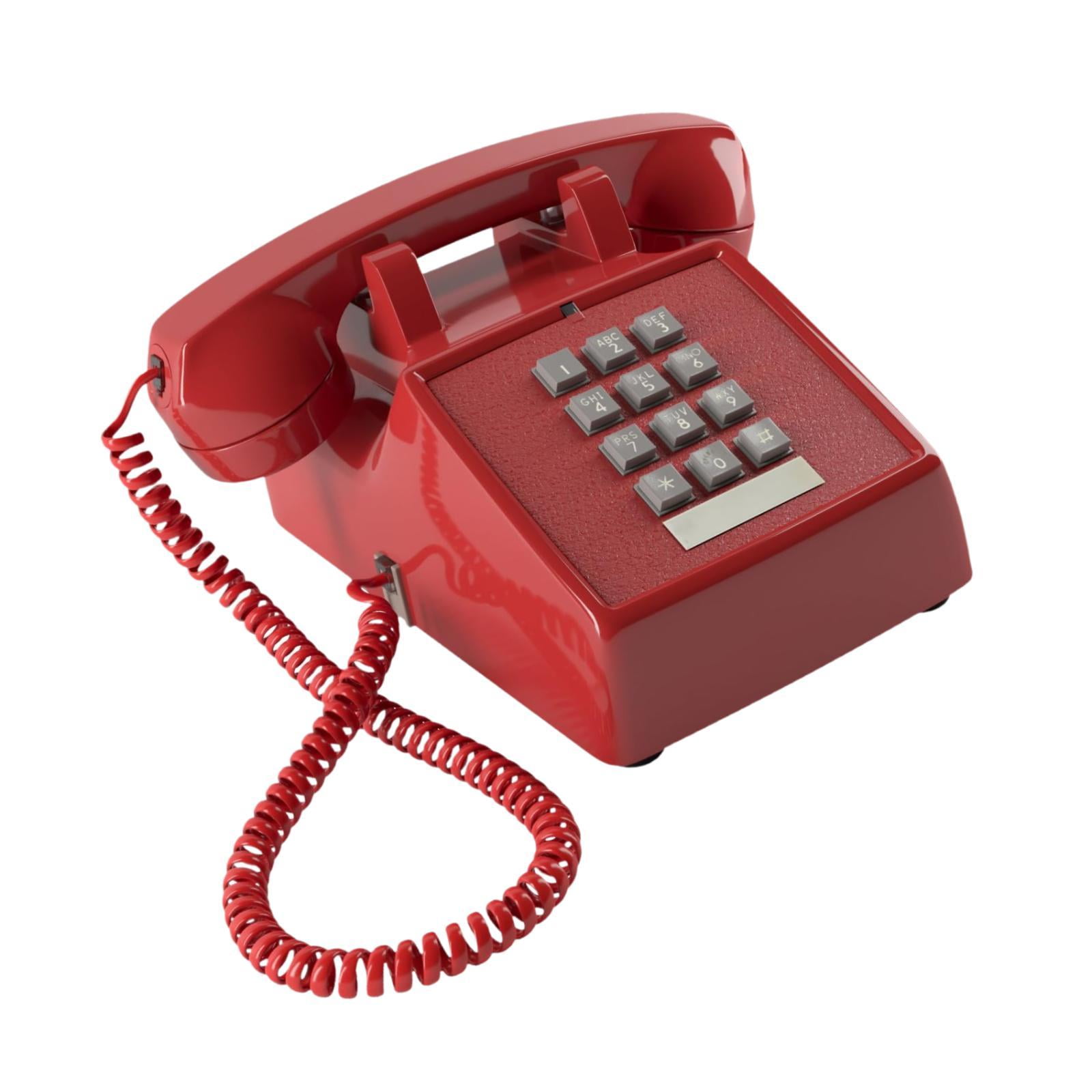 Bothyi - Teléfono Con Cable Práctico Teléfono Con Cable De Diseño Retro Para Oficina, Dormitorio, Cafetería, Color Rojo