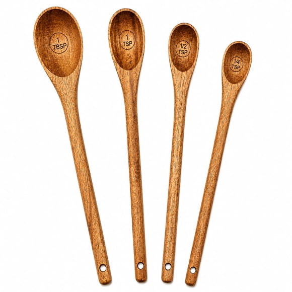 Cucharas Medidoras Bayti de Madera de Acacia - Juego de 4 Piezas