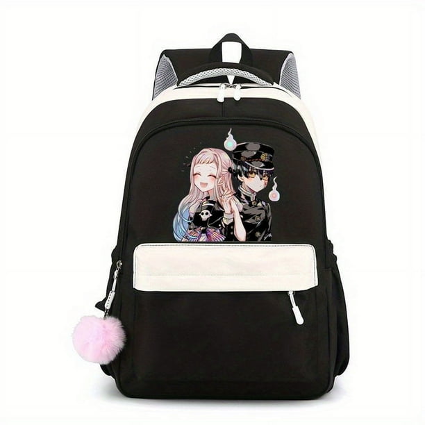 1pc Cartoon Backpack For Women, Korean Style Trendy Backpacks For Middle And High School Students, Adjustable Straps Girls Backpack, Cute Sweet Backpack With Small Plush Ball