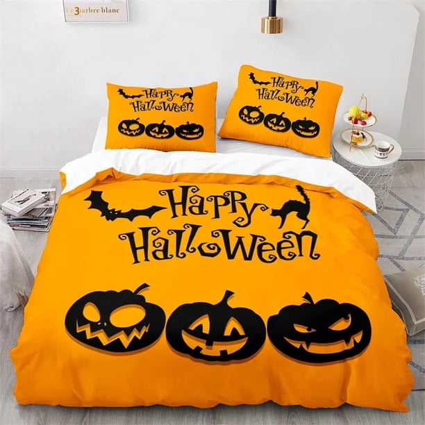 Halloween Pumpkin Horror Festival Bat Bedding Set Boys Girls Duvet Cover Pillowcase Bed Kids Adult