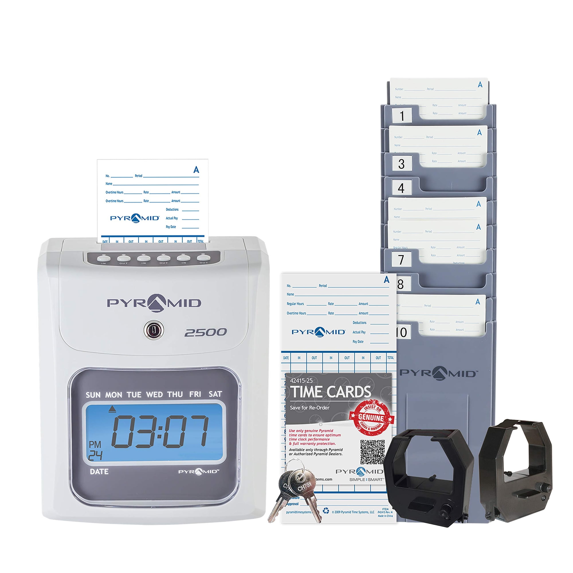 Reloj De Tiempo Pyramid Time Systems 2500k1 Con 100 Tarjetas Horarias