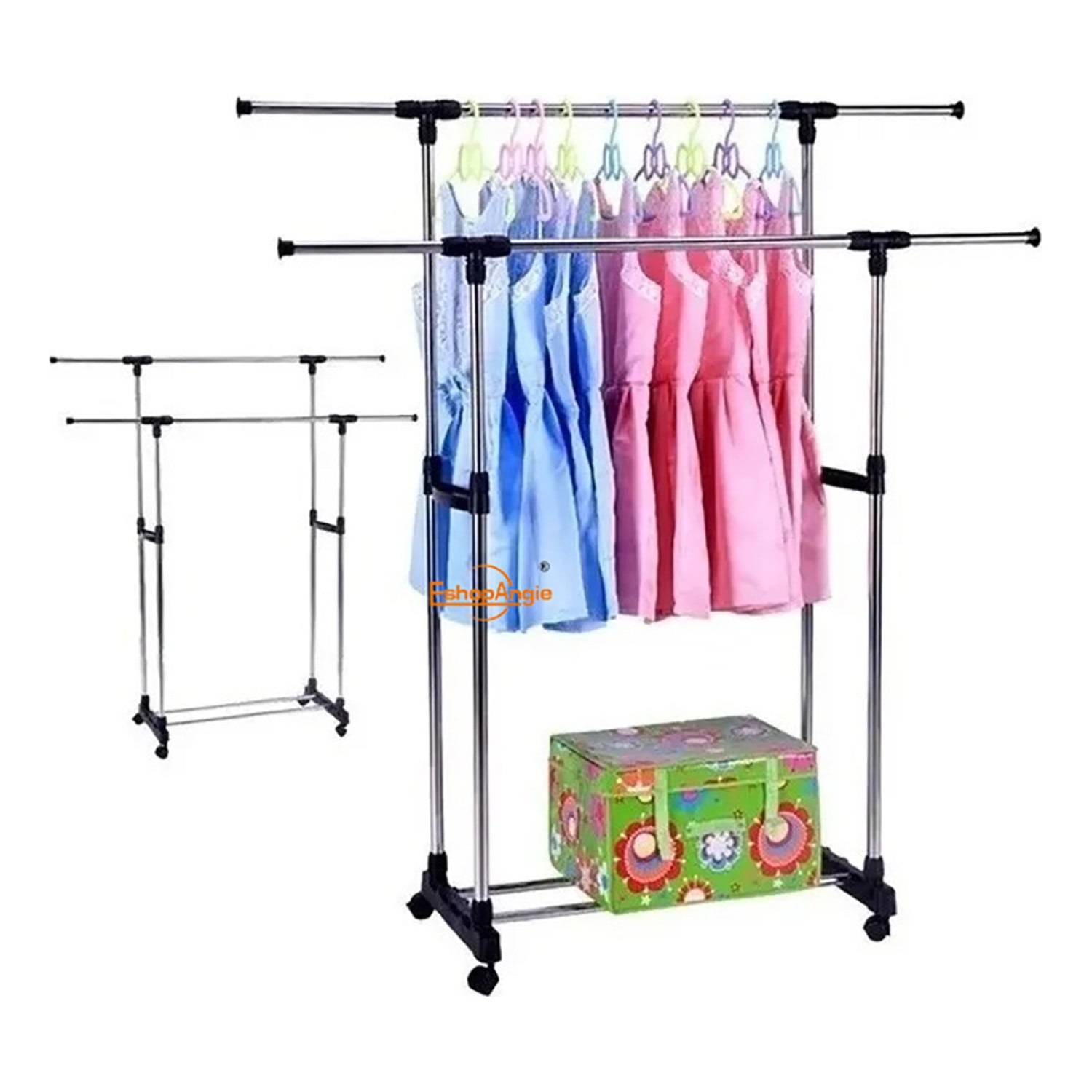 Genérico - Perchero Metálico Doble Con Ruedas Para Exhibición De Ropa