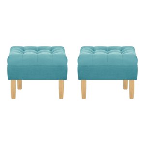 Bodevir - Set Pouf Wood 1C Felpa 05 Turquesa