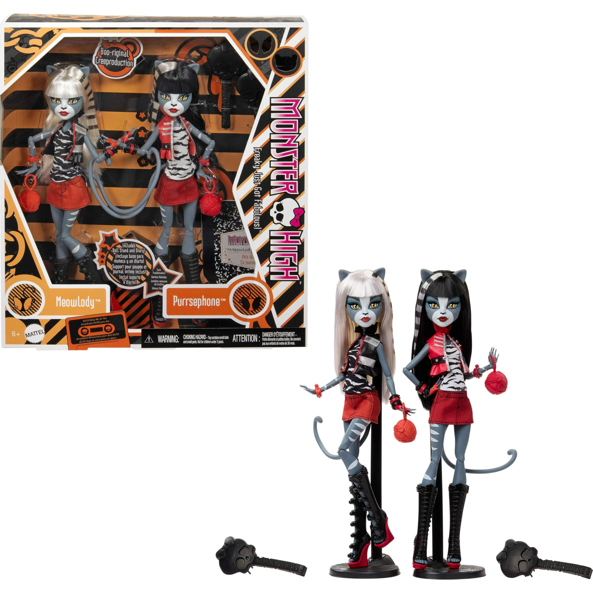 Pack De 2 Melodías Y Purrsephone De Doll Monster High Boo, Original Creeproduction