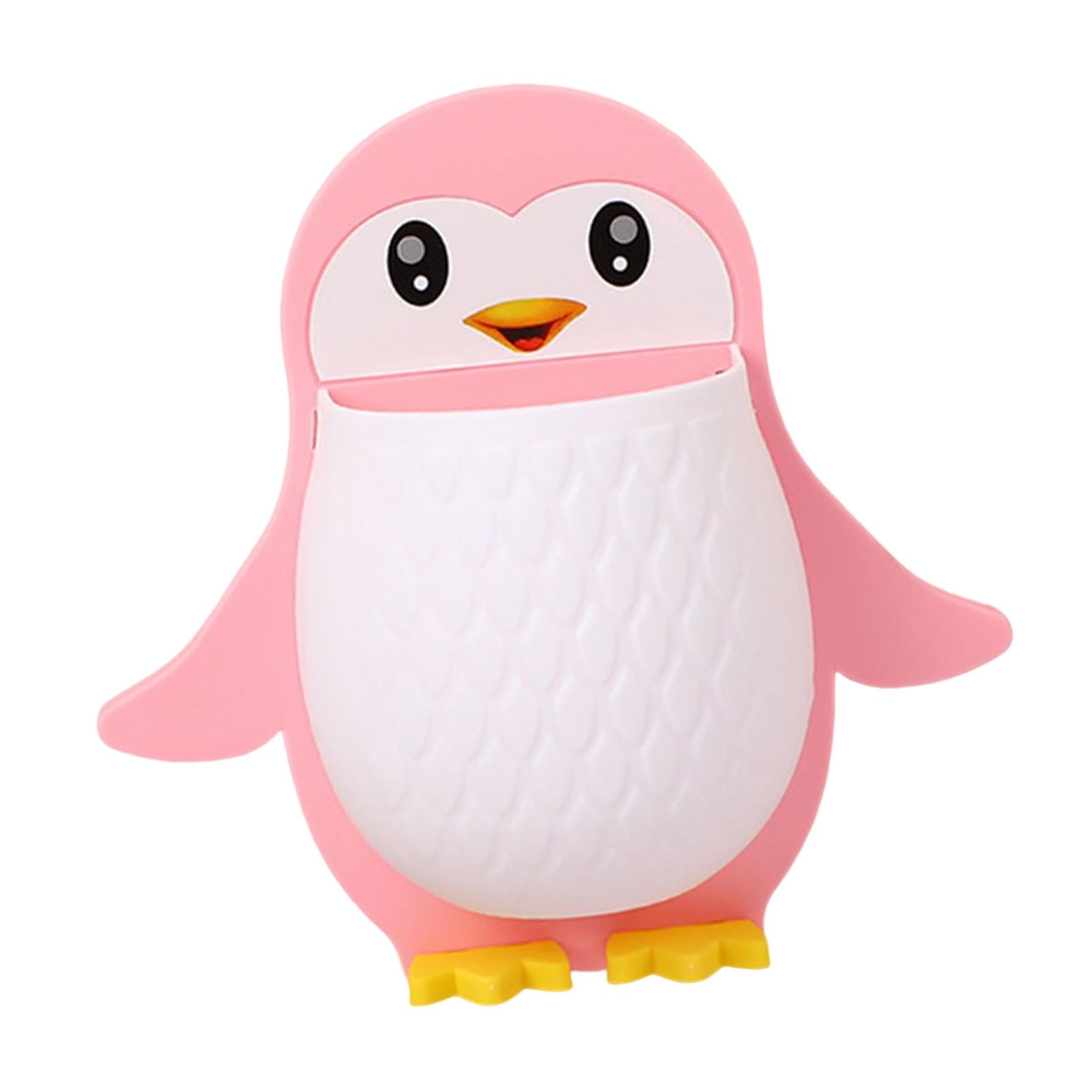 Magideal - Soporte Para Cepillo De Dientes Con Forma De Pingüino, Estante De Almacenamiento Con Orificio De Drenaje, Bolígrafo, Teléfonos, Palillos, Utensilios, Rosado