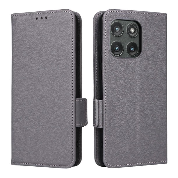 Funda Cartera para Motorola MOTO Edge 5G 2025 Tapa Flip con Ranuras y Soporte Gris