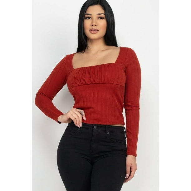Top de Cuello Cuadrado Fruncido