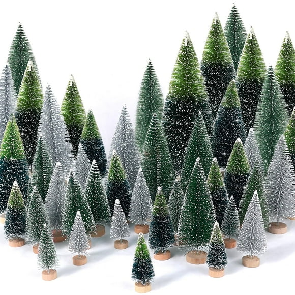 Miniárboles de Navidad artificiales Hatisan con base de madera, 30 unidades