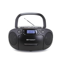 Reproductor De Cd Portátil Emerson Negro Con Cassette, Grabadora De Cinta, Radio Am/Fm Y Altavoces D