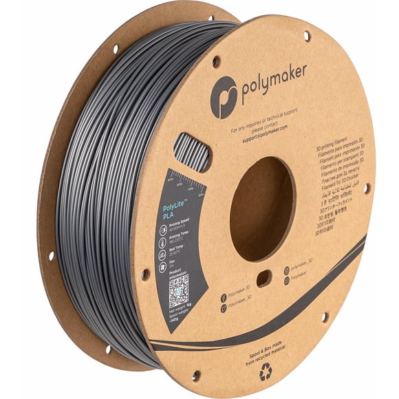 Filamento para impresora 3D POLYMAKER PolyLite PLA, acero gris, 1 kg