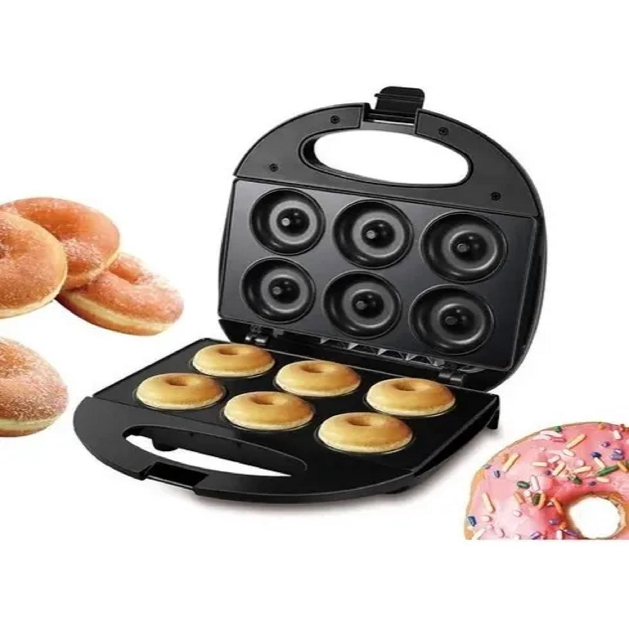 Genérico - Maquina Para 6 Mini Donas Postres Donuts Antiadherente Color Negro