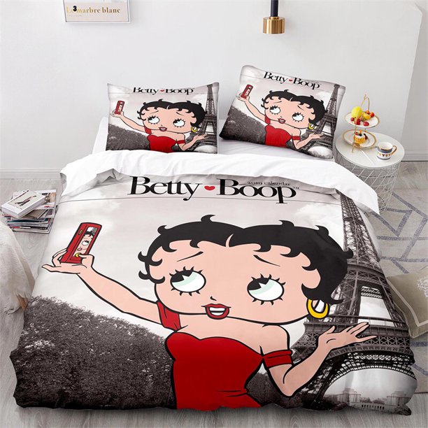 Cover Set Bedding Set Home Textiles The Eiffel Tower Betty Boop Gift3-Piece Bedding Set (1 Duvet Cover + 2 Pillow Shams)
