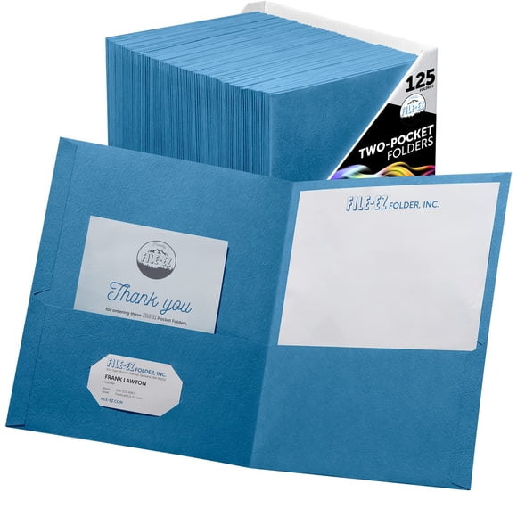 Carpetas con dos bolsillos FILE-EZ azul claro, paquete de 125 unidades, tamaño carta