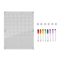 Magideal - Pizarra Borrable En Seco Para Nevera, Calendario Mensual Con 8 Marcadores De Colores, Calendario Acrílico Para Nevera, Recordatorio Para La Cocina Del
