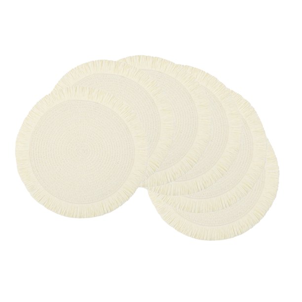 REGALWOVEN Juego de 6 Manteles Individuales Rústicos con Flecos para Decoración de Mesa de Comedor Interior Exterior Lavable Mantel de Cocina Limpiar con Paño Blanco 15*15in