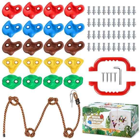 Soportes para escalada en roca TOPNEW para niños con cuerda y asas de escalada