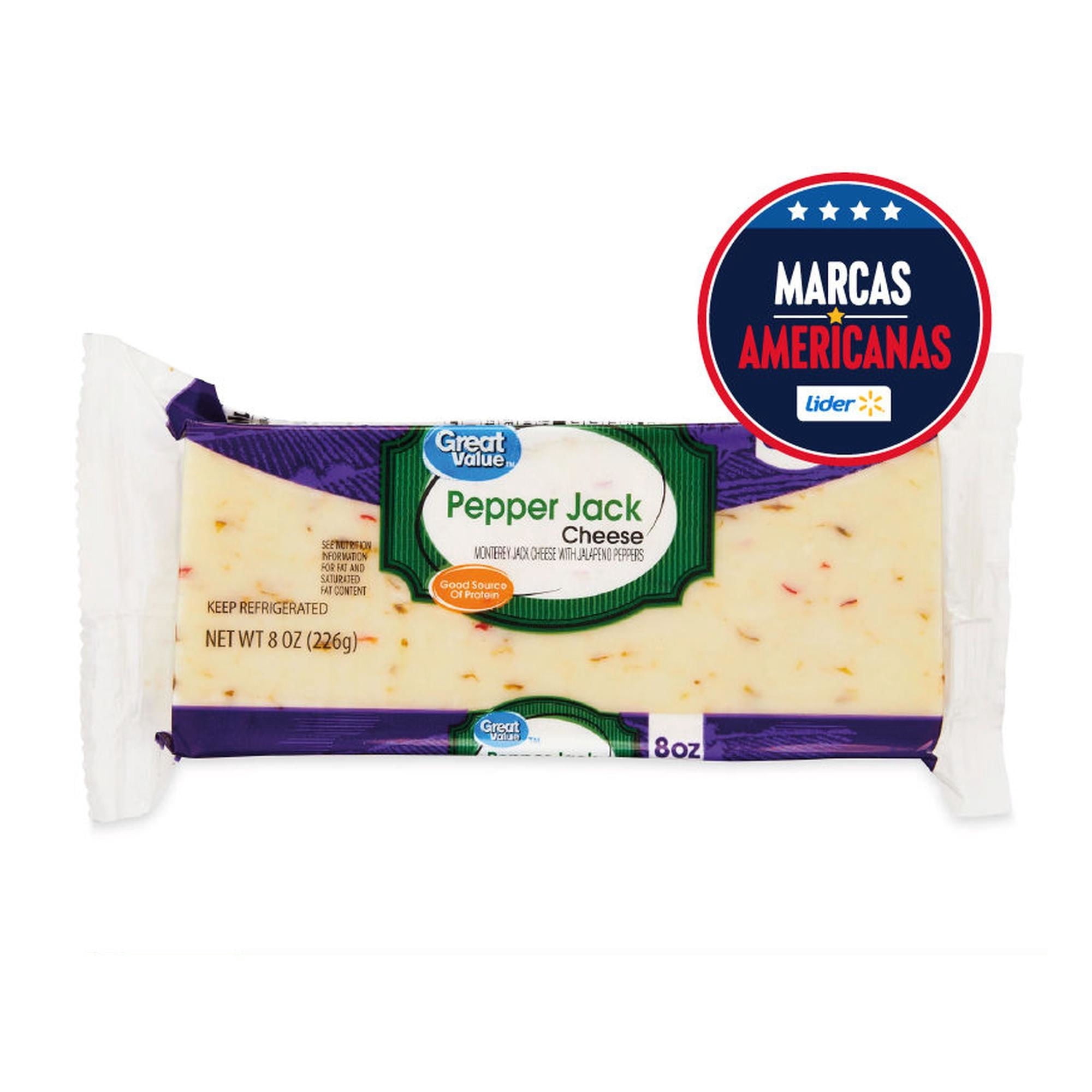 Queso Pepper Jack Trozo Coctel 226 g Great Value