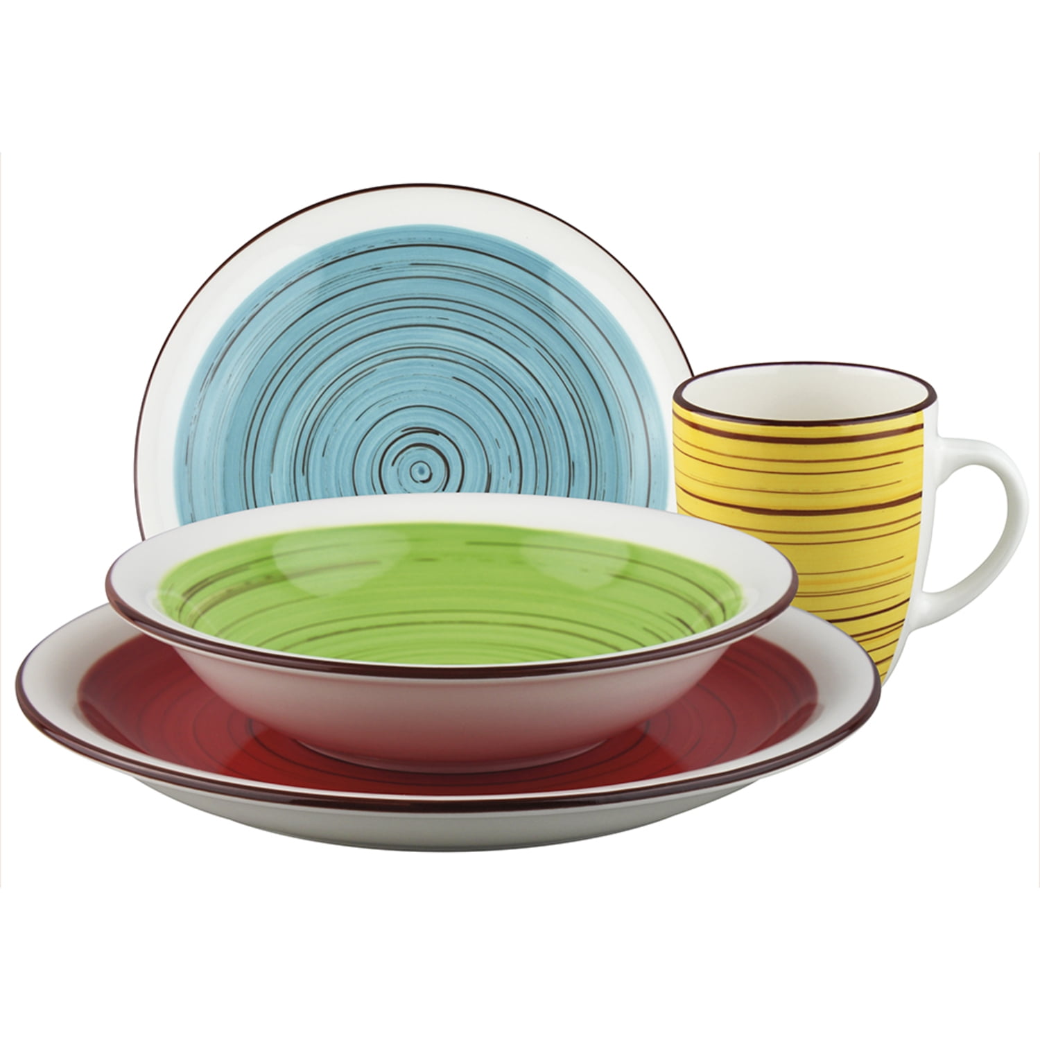 Juego De Vajilla Cerámica 24 Piezas Multicolor Fantuzzi