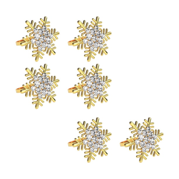 6 Anillos Para Servilletas De Copo De Nieve, Hebilla De Metal Para Servilletas Para Bodas, Cenas De Navidad, Color Dorado