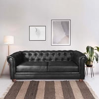 Latam Home - Sofa Florencia 3 Cuerpos Cuero Colorado Negro