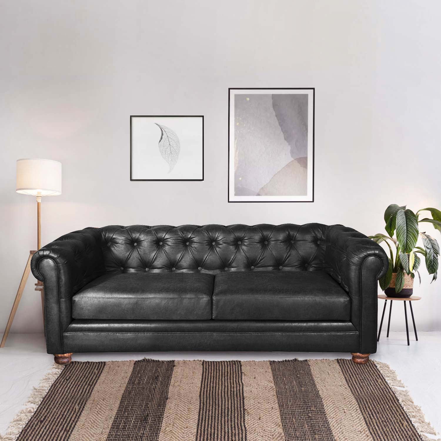 Latam Home - Sofa Florencia 3 Cuerpos Cuero Colorado Negro
