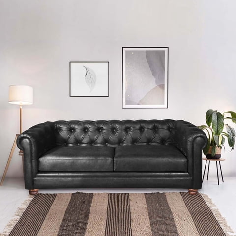 Latam Home - Sofa Florencia 3 Cuerpos Cuero Colorado Negro