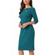 thumbnail image 1 of INSPIRE CHIC Vestido Vintage para Mujer Regreso a Clases Atuendo de Maestra Vestido de Trabajo de Manga 3/4 Vestidos de Tubo Verde Pavo Real M, 1 of 6