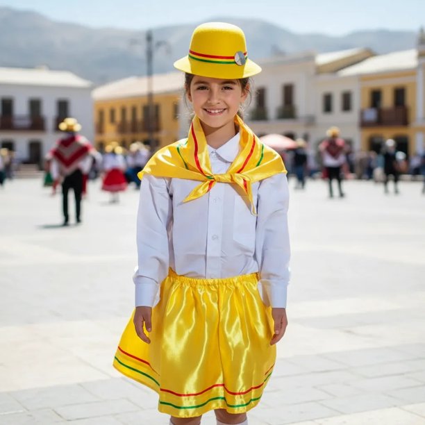 Traje Nortino Niña Gorro, Falda y Pañoleta