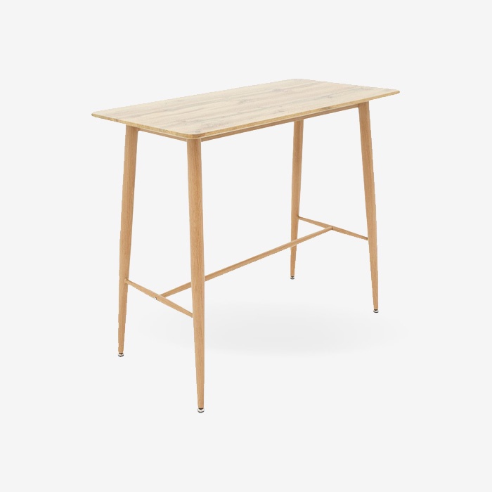 Habita2 Chile - Mesa De Bar Atlas 120Cm - Cubierta Simil Madera Natural