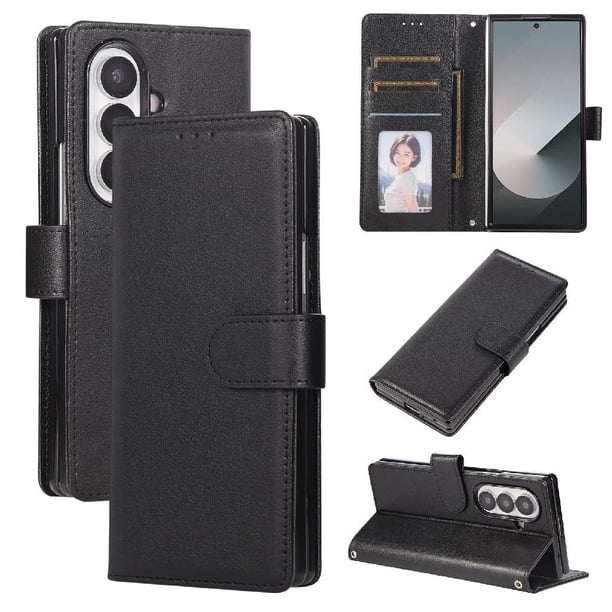 Funda Cartera para Samsung Galaxy Z Fold7 con Tarjetero, Soporte y Cordón - Protección Negro