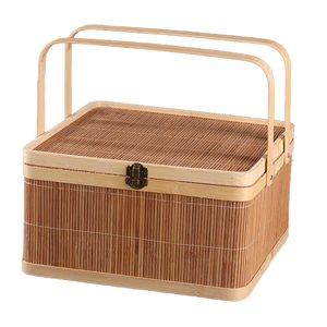 Bothyi - Cesta De Bambú Para Envolver Regalos, Cesta De Bambú Tejida Para Comida, Té, Pastel De Luna, Cuadrado, 28X28X15Cm