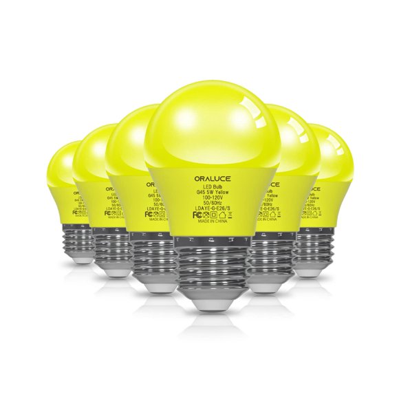 Bombilla LED ORALUCE amarilla de 5 W (equivalente a 40 W), base E26, paquete de 6