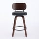 thumbnail image 1 of Swivel Bar Stools Set of 2, 26" Upholstered Faux Leather Counter Height Barstools with Walnut Back & Bentwood Legs, Mid Century Modern Bar Chairs Island Stools for Kitchen Counter, Black PU, SW1864BK, 1 of 3