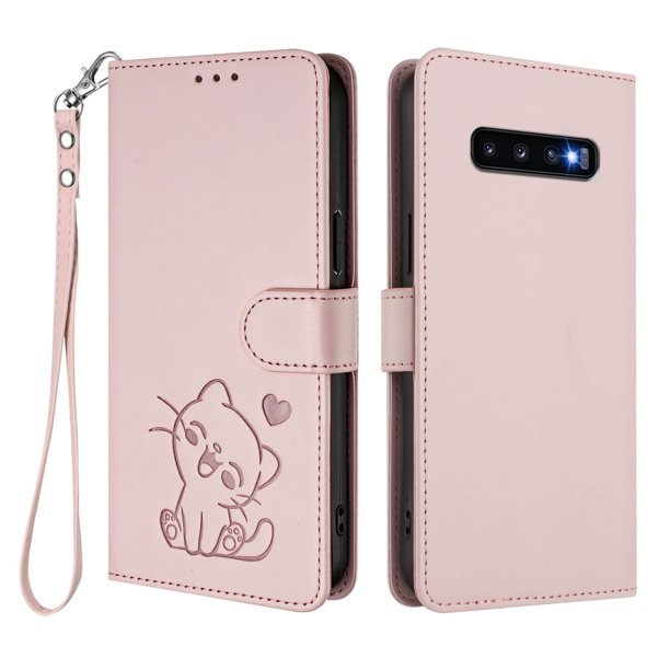Funda de Gato tipo Libro para Samsung Galaxy S10 Plus, Rosa