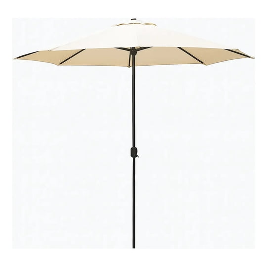 Pinkbuy - Quitasol Recto 2.7m Terraza Ajustable Plegable Rayos Uv Beige Lisa