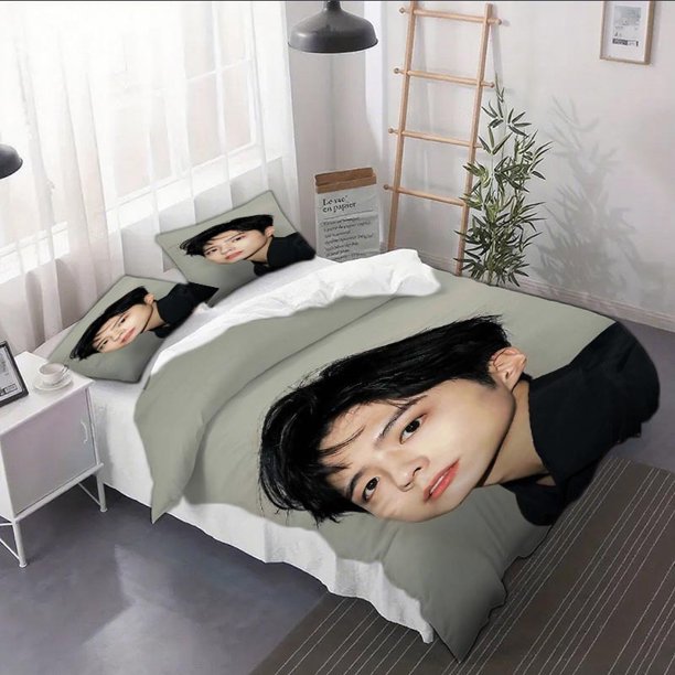 3pcs Stylish Park Bo Gum Korean Actor Duvet Cover Set - Bed Set with Printed Patterns Includes a Duvet Cover And Pillowcases - Suitable for Bedrooms