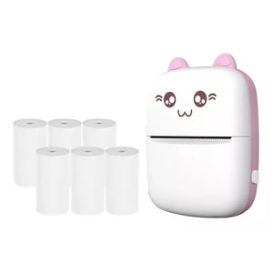 Maxdescuentos - Mini Impresora Termica Bluettoh Rosa Mas 6 Rollos