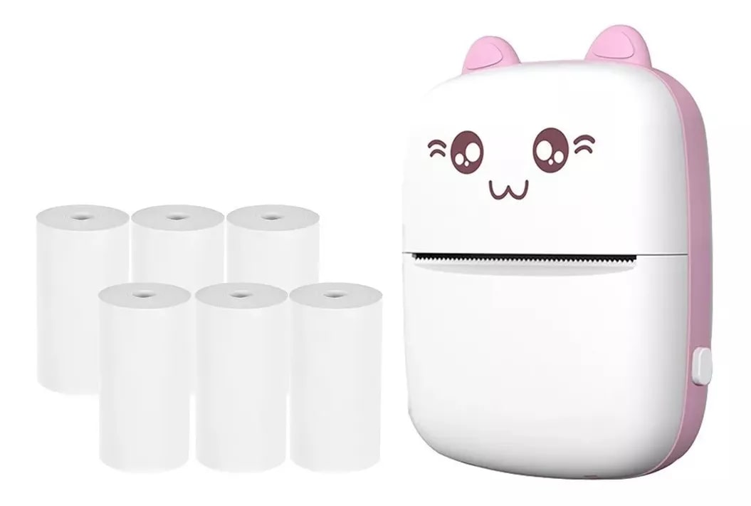 Maxdescuentos - Mini Impresora Termica Bluettoh Rosa Mas 6 Rollos